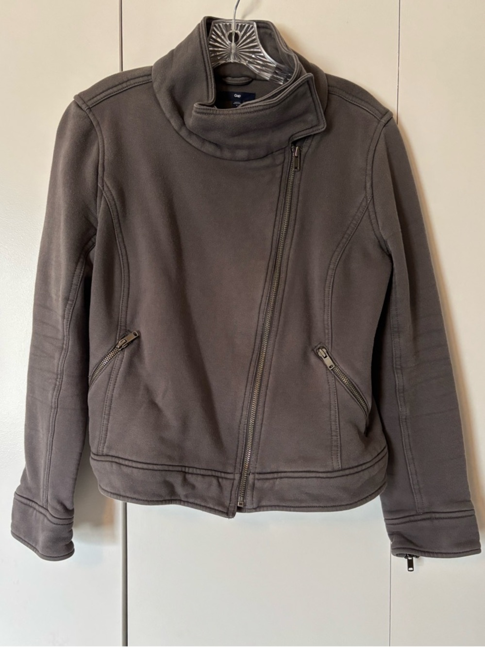 GAP Charcoal Gray Asymmetrical Zip Jacket